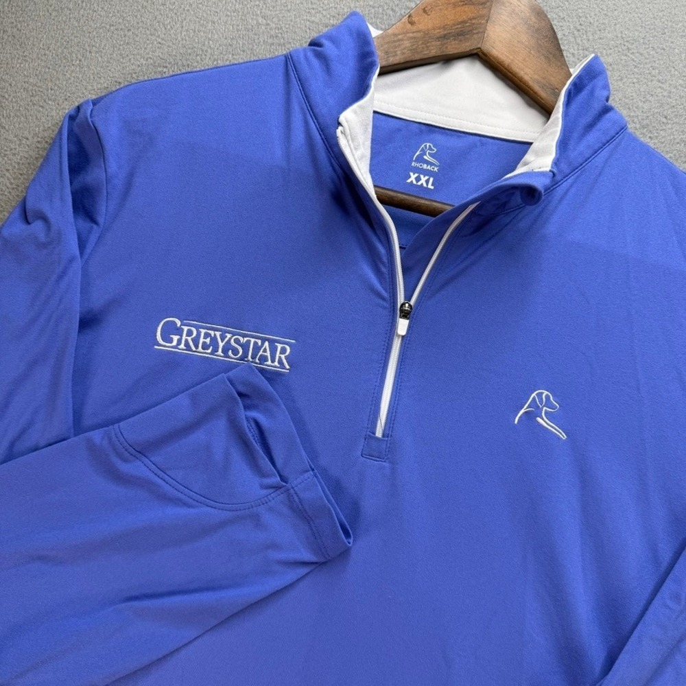 Rhoback Pullover Mens XXL Blue Greystar Quarter Zip Performance Long Sleeve